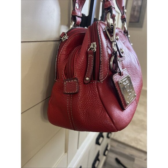 TIGNANELLO SHOULDER SATCHEL TOTE HANDBAG RED PEBBLE LEATHER Purse - Picture 3 of 16